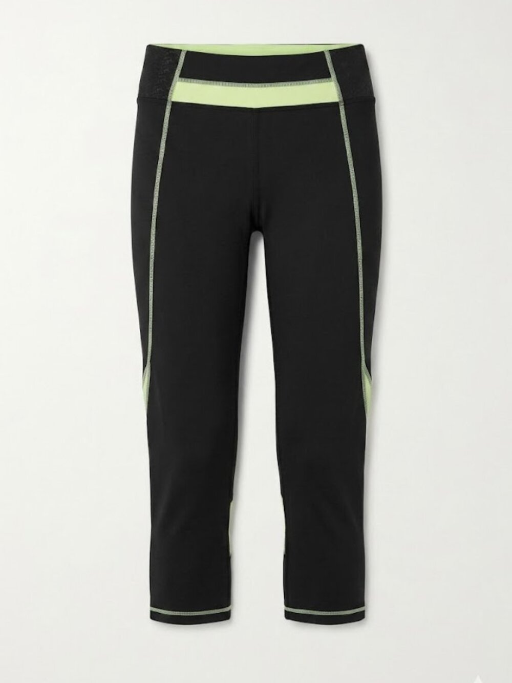 Kenneth Cole Neon Green Black Capri Leggings M 00s Y2K Sporty Gym Athleisure